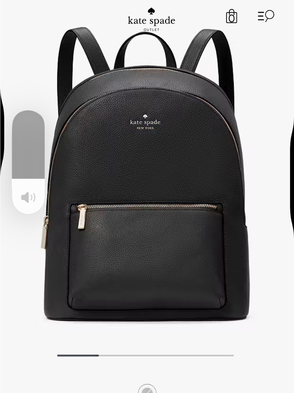 kate spade Black Pebbled Leather Backpack with Gold Hardware